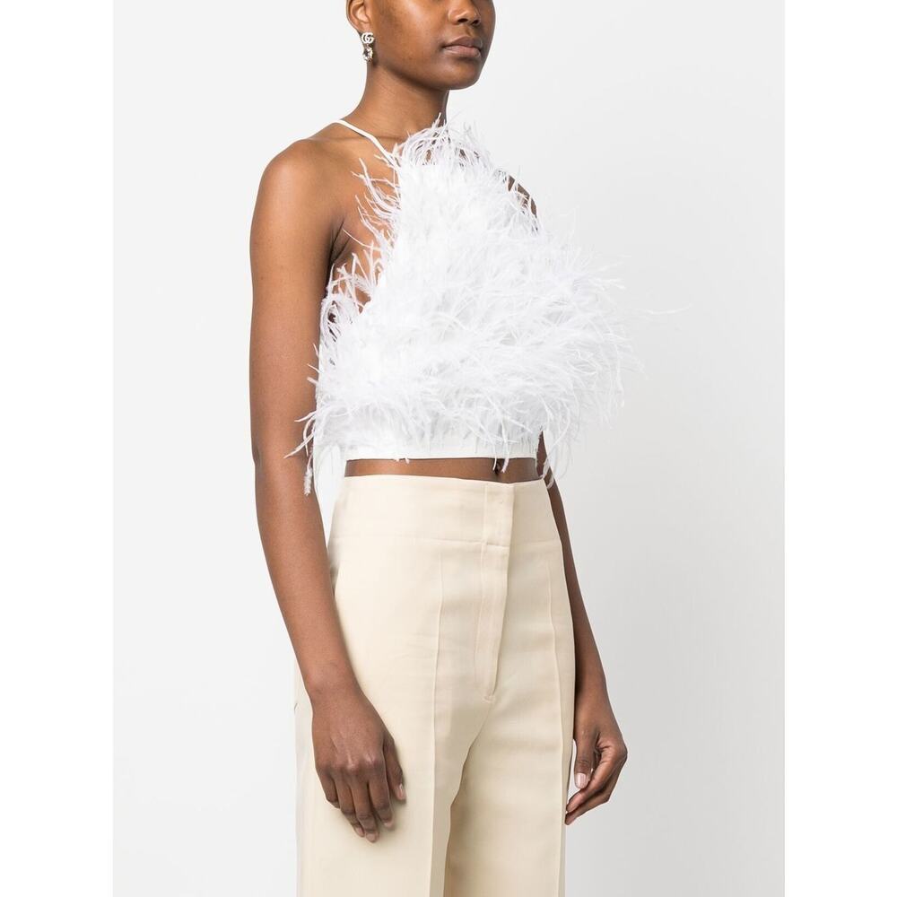Cult Gaia Joey Reather Crepe-de-Chine Top in Off White Size L NEW - Picture 5 of 11